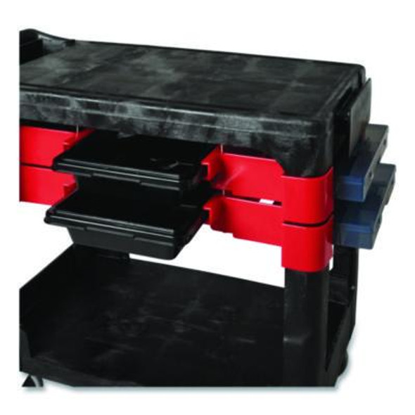 Two-Shelf Trades Cart, Plastic, 2 Shelves, 2 Drawers, 330 Lb Capacity, 19.25" x 38" x 33.38", Black