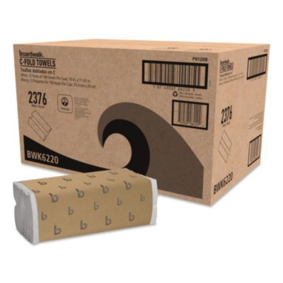 C-Fold Paper Towels, 1-Ply, 11.44 x 10, Bleached White, 198 Sheets/Pack, 12 Packs/Carton