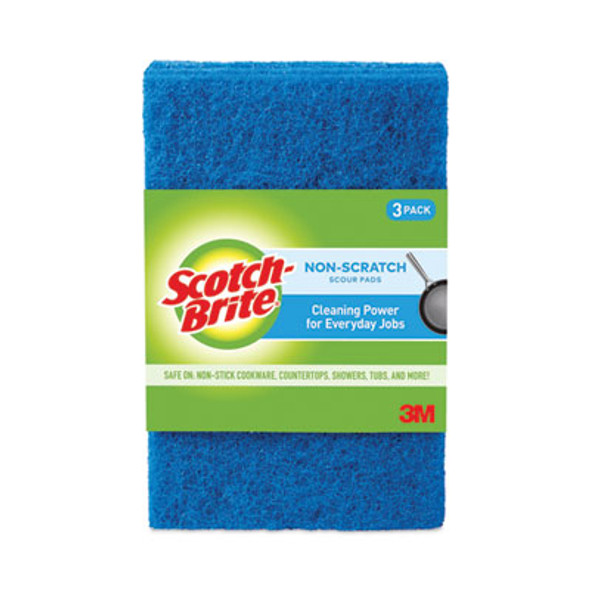 Non-Scratch Scour Pads, 3 x 6, Blue, 10/Carton
