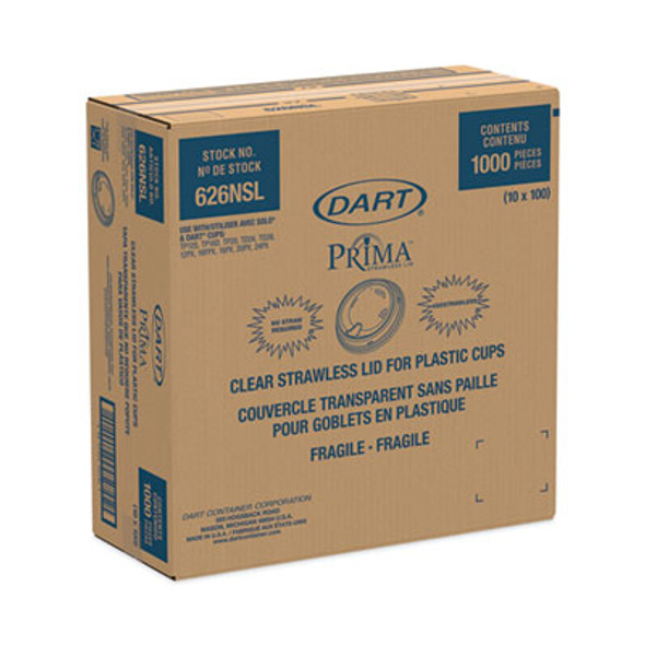 Prima Strawless Plastic Lids, Fits 12 Oz To 26 Oz Cold Cups, Clear, 1,000/Carton