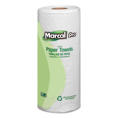 100% Premium Recycled Kitchen Roll Towels, 2-Ply, 11 X 9, White, 70/Roll, 30 Rolls/Carton