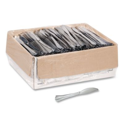 Heavyweight Plastic Knives, Reflections Design, Silver, 600/Carton