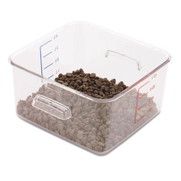Spacesaver Square Containers, 4 Qt, 8.8 x 8.75 x 4.75, Clear, Plastic