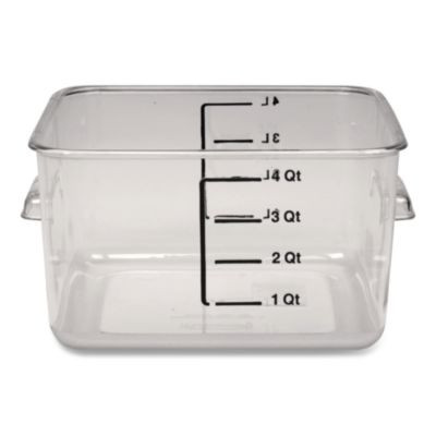 Spacesaver Square Containers, 4 Qt, 8.8 x 8.75 x 4.75, Clear, Plastic