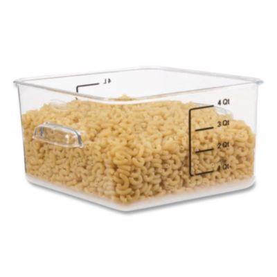 Spacesaver Square Containers, 4 Qt, 8.8 x 8.75 x 4.75, Clear, Plastic