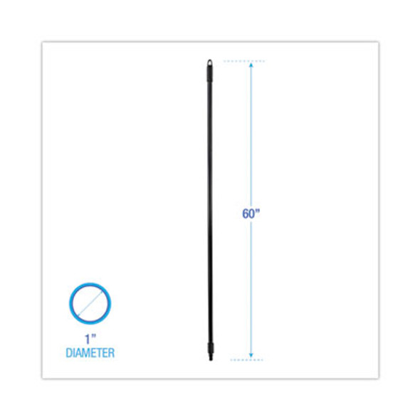 Fiberglass Broom Handle, Nylon Plastic Threaded End, 1" Dia x 60", Black