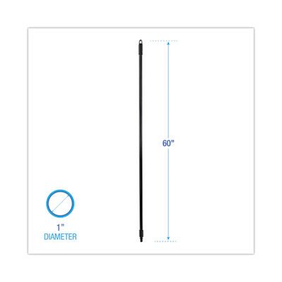 Fiberglass Broom Handle, Nylon Plastic Threaded End, 1" Dia x 60", Black