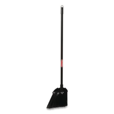 Angled Lobby Broom, Poly Bristles, 35" Length, Black