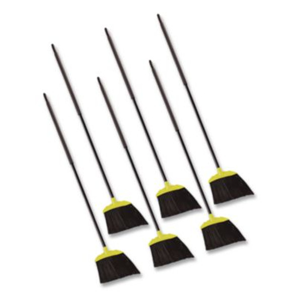 Jumbo Smooth Sweep Angled Broom, 46" Handle, Black/Yellow, 6/Carton