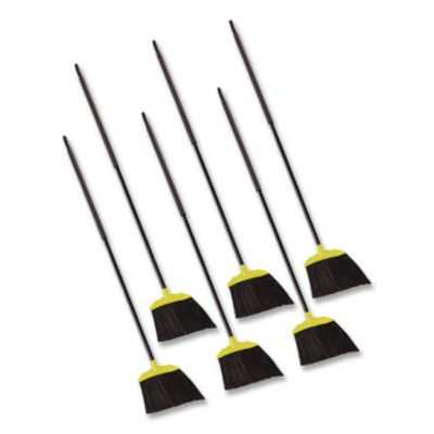 Jumbo Smooth Sweep Angled Broom, 46" Length, Black/Yellow, 6/Carton