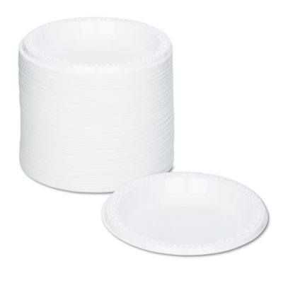 Plastic Dinnerware, Plates, 6" Dia, White, 125/Pack