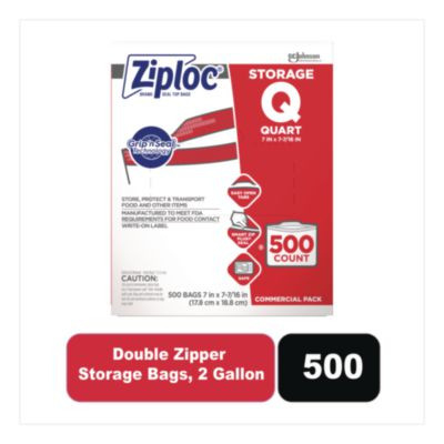 Double Zipper Storage Bags, 2 Gallon, 15" x 13", Clear, 100/Carton