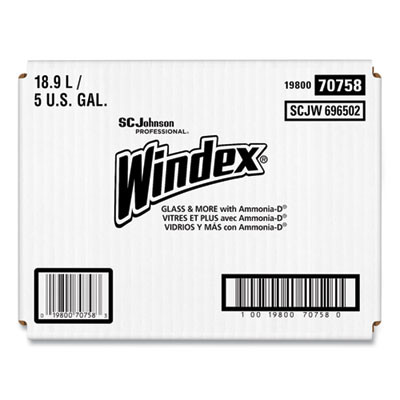 Glass Cleaner With Ammonia-D, Unscented, 5 Gal Bag-In-Box Dispenser