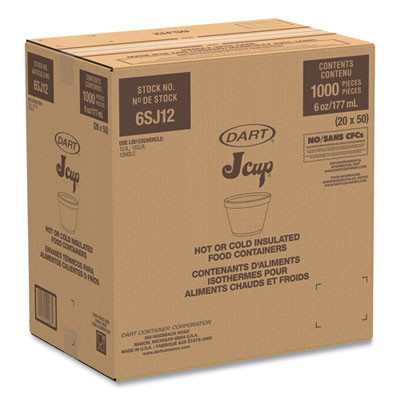 Foam Containers, 6 Oz, White, 50/Bag, 20 Bags/Carton
