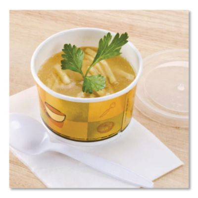 Streetside Squat Paper Food Container With Lid, Streetside Design, 12 Oz, 250/Carton