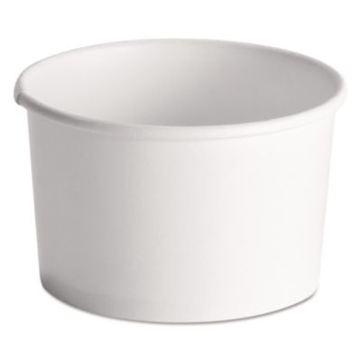 Squat Paper Food Container, 8 Oz To 10 Oz, White, 50/Pack, 20/Carton