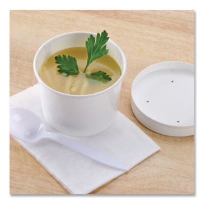 Squat Paper Food Container, 8 Oz To 10 Oz, White, 50/Pack, 20/Carton