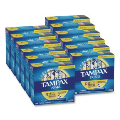 Pearl Tampons, Regular Absorbency, 36/Box, 12 Box/Carton