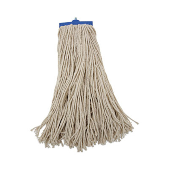 Mop Head, Economical Lie-Flat Head, Cotton Fiber, 20 Oz, White, 12/Carton