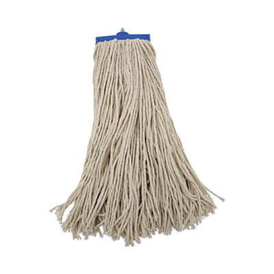 Mop Head, Economical Lie-Flat Head, Cotton Fiber, 20 Oz, White, 12/Carton