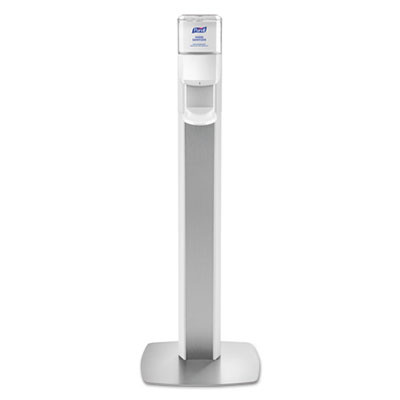 Messenger Es6 Floor Stand With Dispenser, 1,200 Ml, 13.16 X 16.63 X 51.57, Silver/White