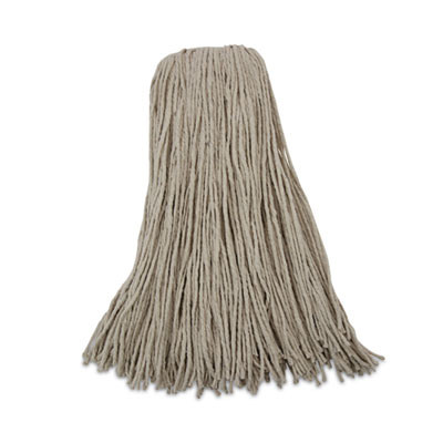 Mop Head, Economical Lie-Flat Head, Cotton Fiber, 32 Oz, White, 12/Carton