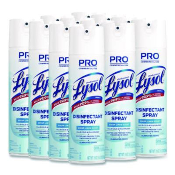 Disinfectant Spray, Crisp Linen, 19 Oz Aerosol Spray, 12/Carton