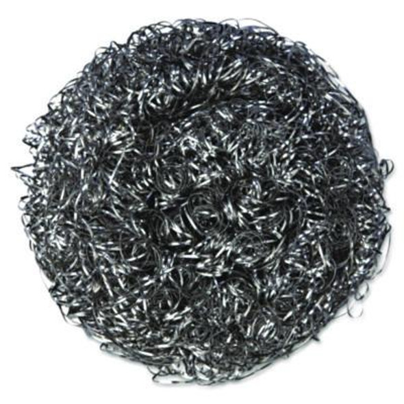 Stainless Steel Scrubbers, Large, 4 X 4, Steel Gray, 12 Scrubbers/Pack, 6 Packs/Carton