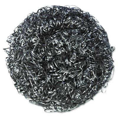 Stainless Steel Scrubbers, Large, 4 X 4, Steel Gray, 12 Scrubbers/Pack, 6 Packs/Carton