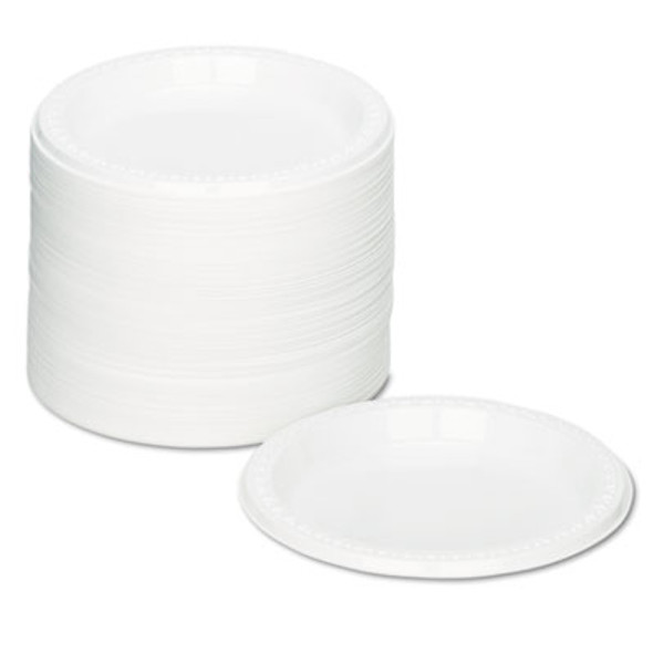 Plastic Dinnerware, Plates, 7" Dia, White, 125/Pack