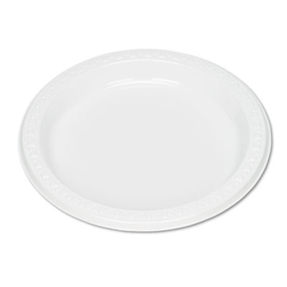 Plastic Dinnerware, Plates, 7" Dia, White, 125/Pack