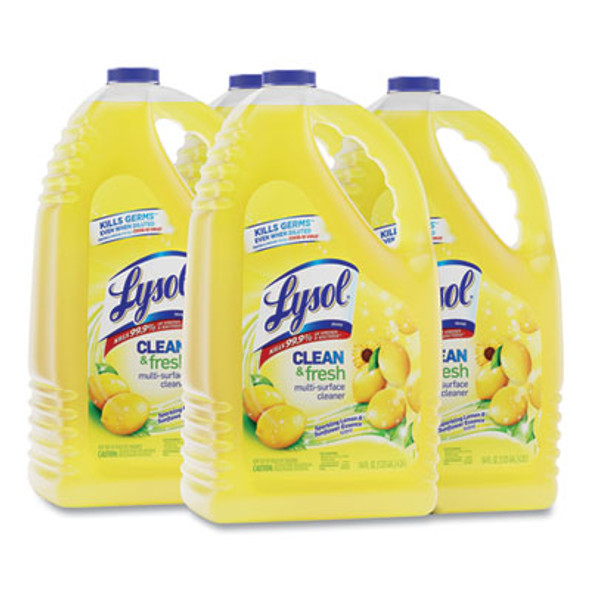 Clean And Fresh Multi-Surface Disinfectant Cleaner, Sparkling Lemon And Sunflower Essence, 144 Oz Bottle, 4/Carton