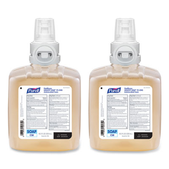 Healthy Soap 2.0% Chg Antimicrobial Foam Refill For Cs8 Dispensers, Fragrance-Free, 1,200 Ml, 2/Carton