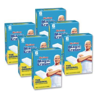 Magic Eraser, 2.2 x 4.6, 0.6" Thick, White, 6/Pack, 6 Packs/Carton