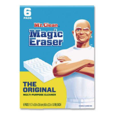 Magic Eraser, 2.2 x 4.6, 0.6" Thick, White, 6/Pack