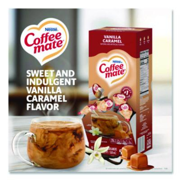 Liquid Coffee Creamer, Vanilla Caramel, 0.38 Oz Mini Cups, 50/Box, 4 Boxes/Carton