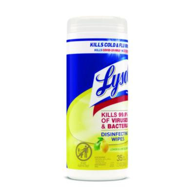 Disinfecting Wipes, 1-Ply, 7 x 7.25, Lemon And Lime Blossom, White, 35 Wipes/Canister