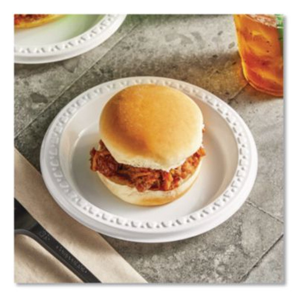 Heavyweight Plastic Plates, 9" Dia, White, 125/Pack, 4 Packs/Carton