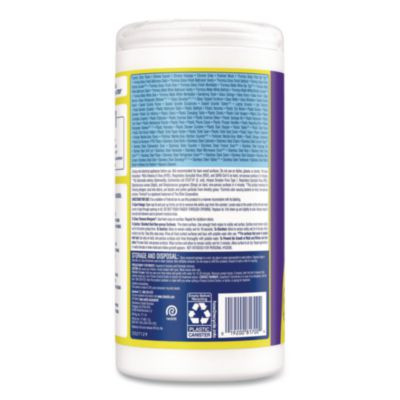 Dual Action Disinfecting Wipes, 1-Ply, 7 x 7.25, Citrus, White/Purple, 75/Canister