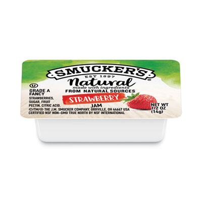 Smuckers 1/2 Ounce Natural Jam, Strawberry, 0.5 Oz Container, 200/Carton
