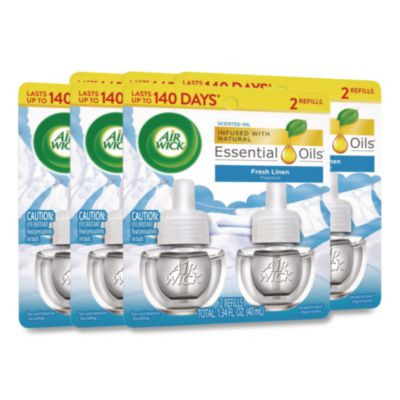 Scented Oil Twin Refill, Fresh Linen, 0.67 Oz, 2/Pack, 6/Carton