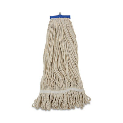 Mop Head, Lie-Flat Head, Cotton Fiber, 24 Oz, White, 12/Carton