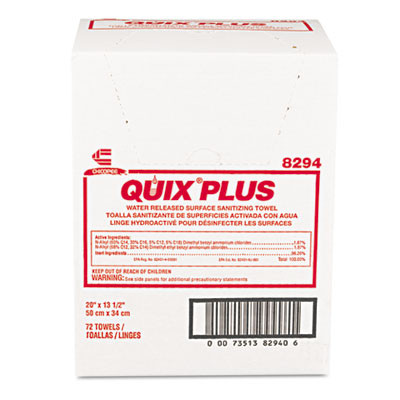 Quix Plus Cleaning And Sanitizing Towels, 13.5 x 20, Pink, 72/Carton