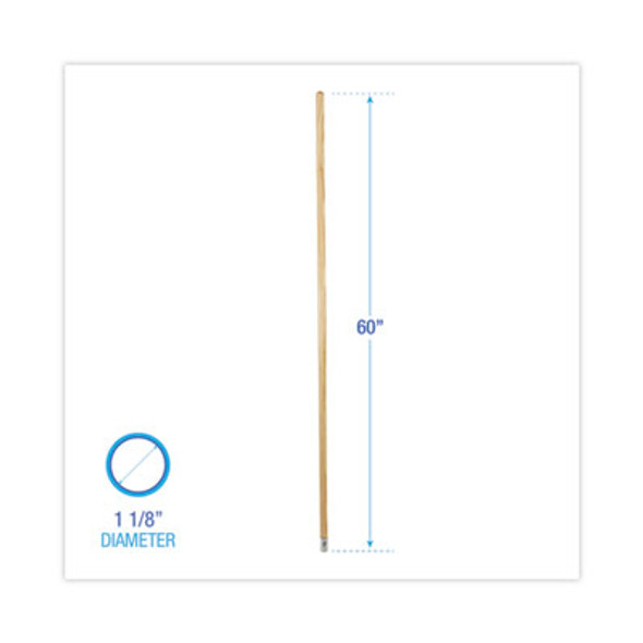 Lie-Flat Screw-In Mop Handle, Lacquered Wood, 1.13" Dia x 60", Natural