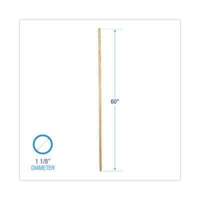 Lie-Flat Screw-In Mop Handle, 1.13" Dia x 60", Natural