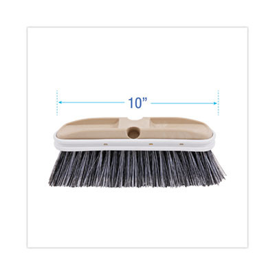 Polystyrene Vehicle Brush With Vinyl Bumper, Black/White Polystyrene Bristles, 10" Brush