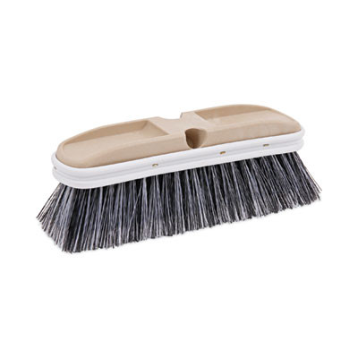 Polystyrene Vehicle Brush With Vinyl Bumper, Black/White Polystyrene Bristles, 10" Brush