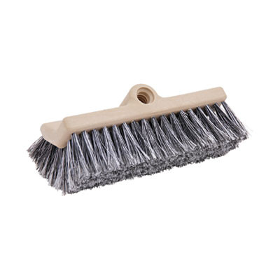 Dual-Surface Vehicle Brush, Black Polypropylene Bristles, 10" Brush, Brown Plastic Handle