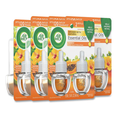 Scented Oil Twin Refill, Hawai'i Exotic Papaya/Hibiscus Flower, 0.67 Oz, 2/Pack, 6 Packs/Carton