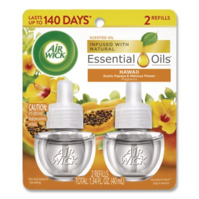 Scented Oil Twin Refill, Hawaii Exotic Papaya And Hibiscus Flower, 0.67 Oz, 2/Pack, 6 Packs/Carton